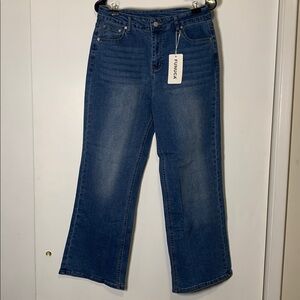 Funuca Wide Leg Mid Waist Blue Denim Jeans Size‎ 10